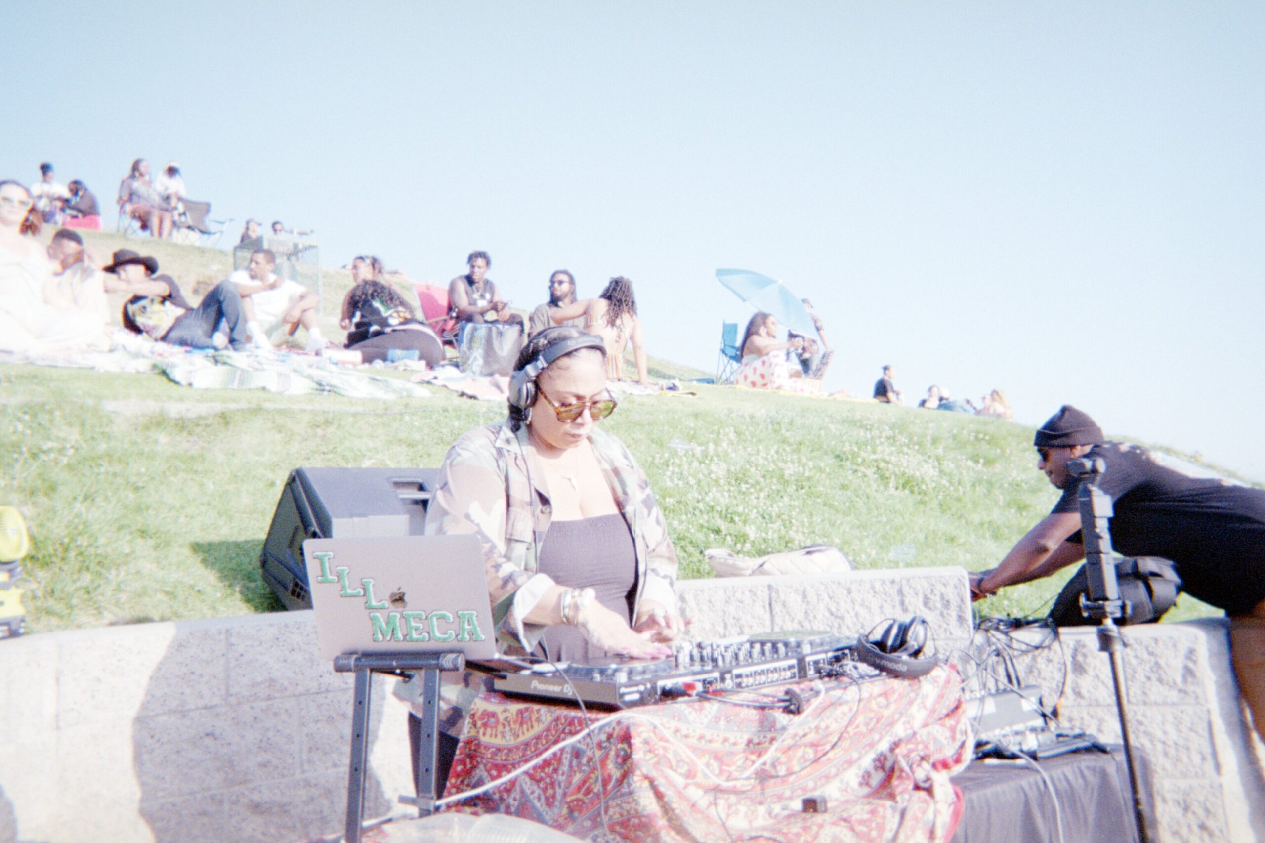 Sunset Sessions on film, the DJ booth on the hill